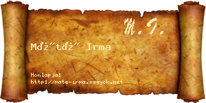 Máté Irma névjegykártya